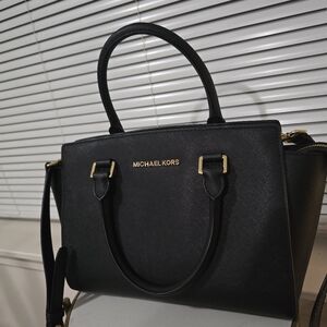 Michael Kors Black Satchel with Gold Accents